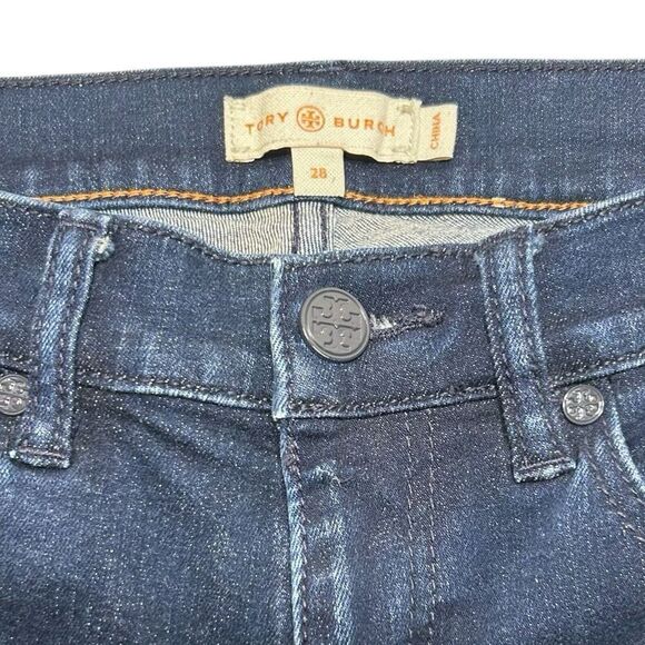 Tory Burch Cropped Skinny Denim Slim Medium Wash Jeans Womens Size 28 Blue - Picture 4 of 8